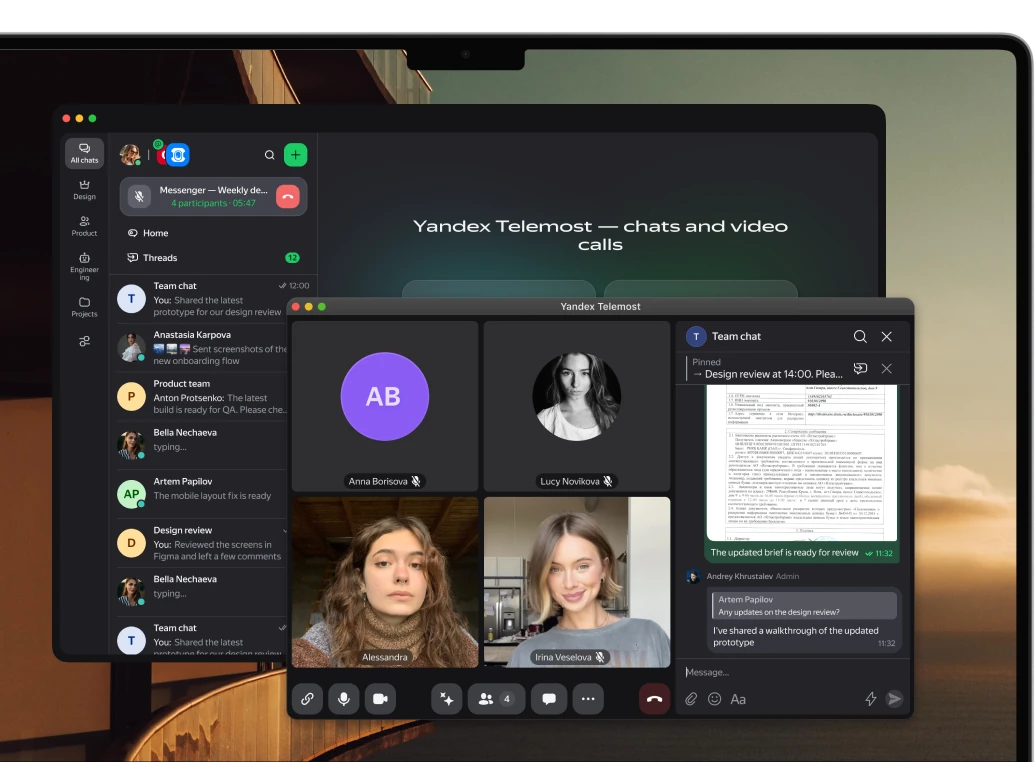 Telemost desktop and mobile mockup